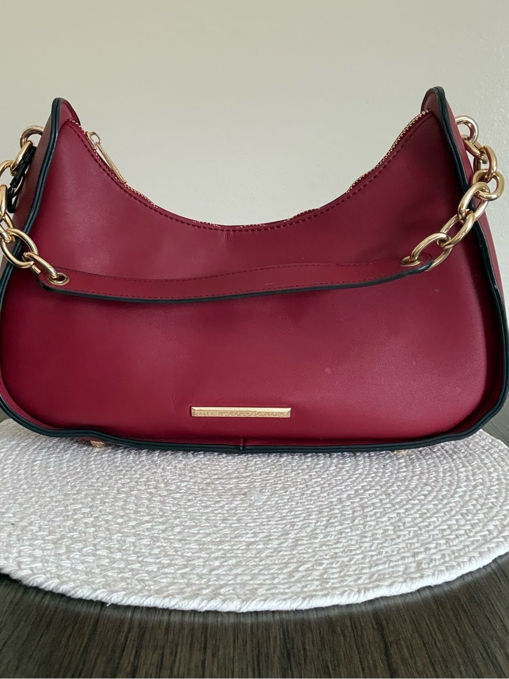 Mia K collection  Red Shoulder Bag with Gold Chain